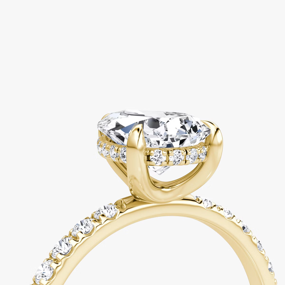 Pear Hidden Halo Diamond Ring with Pavé Setting