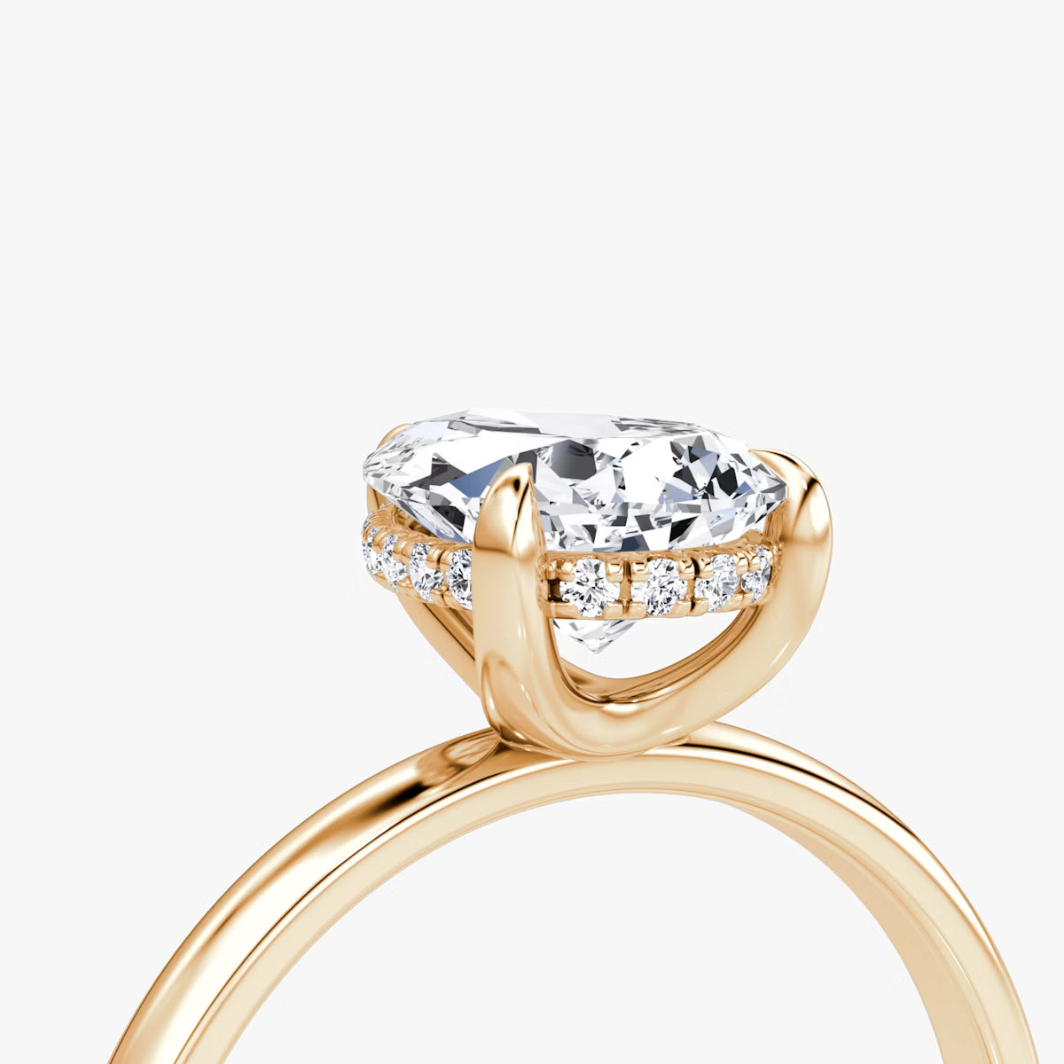 Pear Hidden Halo Diamond Ring