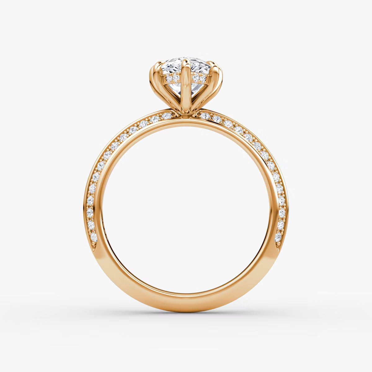 The Sculpted Pear Hidden Halo Diamond Ring with Pavé Setting