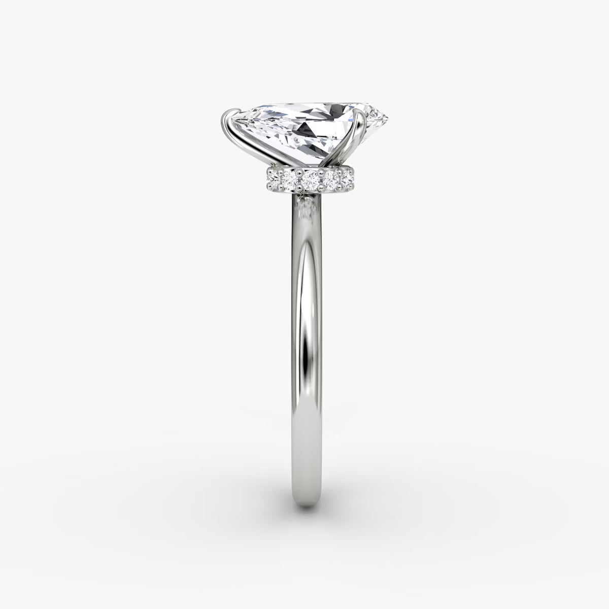 Pear Secret Halo Diamond Ring