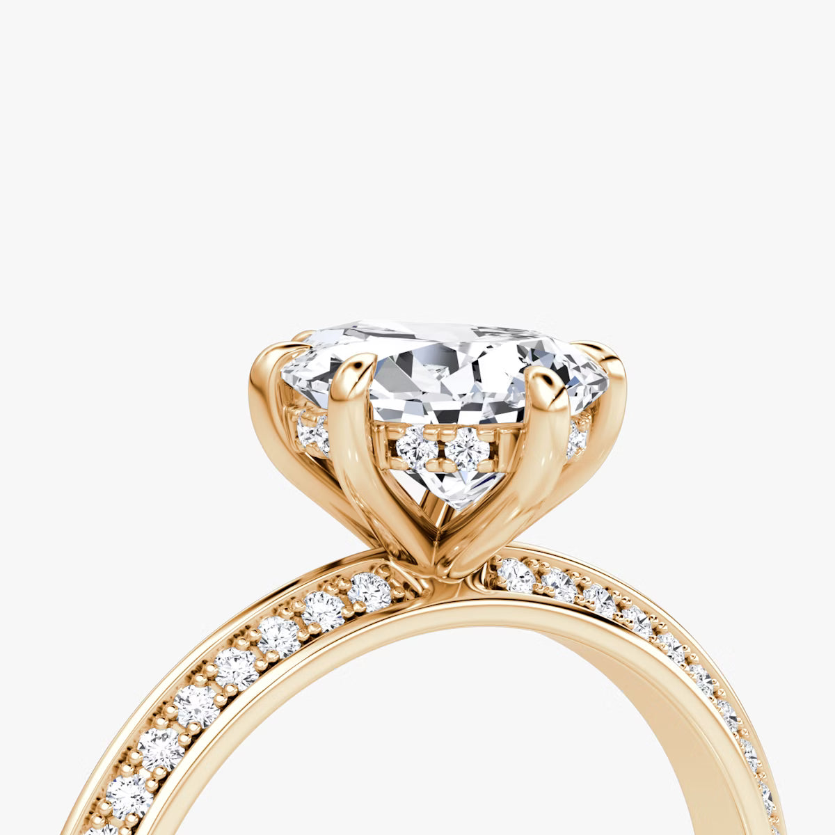 The Sculpted Pear Hidden Halo Diamond Ring with Pavé Setting