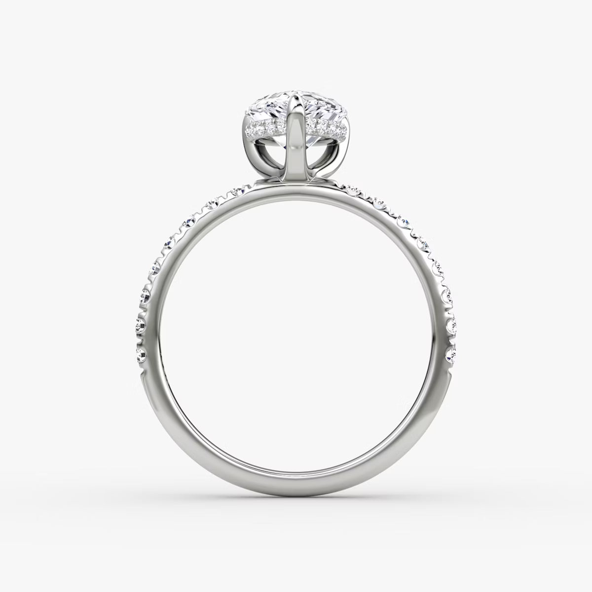 Pear Hidden Halo Diamond Ring with Pavé Setting