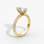 The Sculpted Pear Hidden Halo Diamond Ring with Pavé Setting