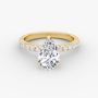 Pear Secret Halo Diamond Ring with Pavé Setting