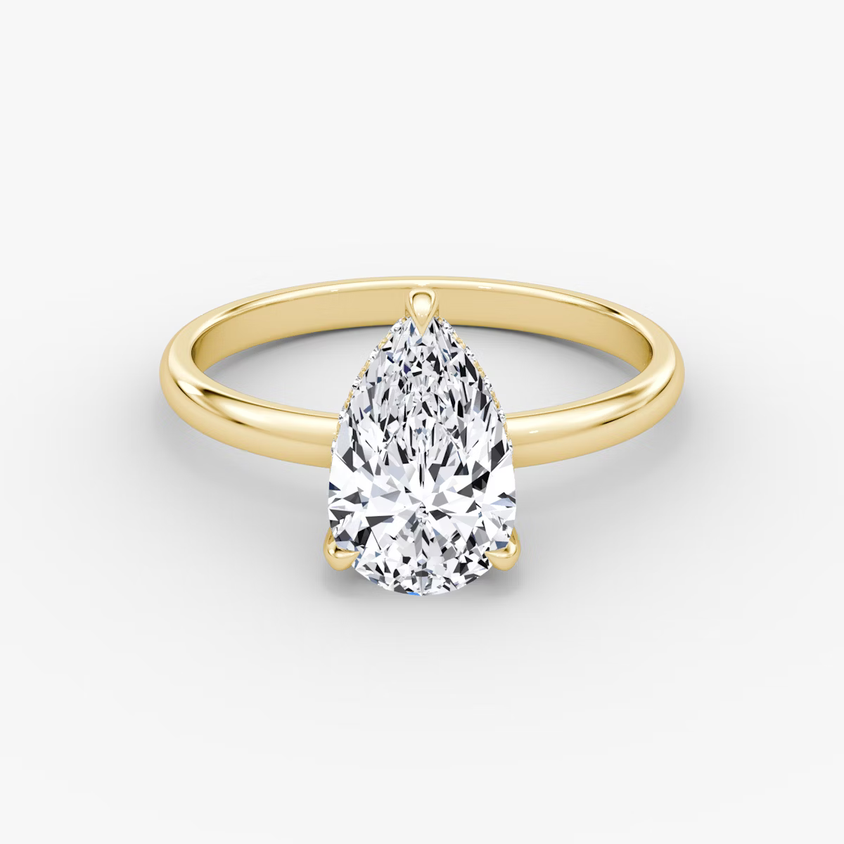 Pear Hidden Halo Diamond Ring