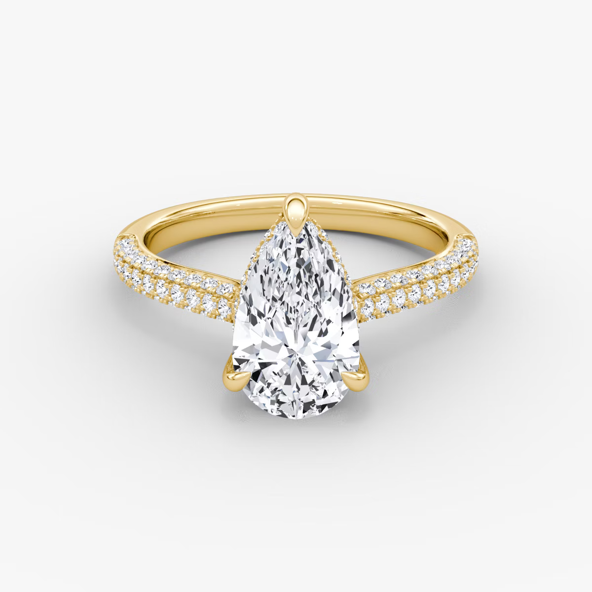 The Luxe Hidden Halo Pavé Pear Diamond Ring