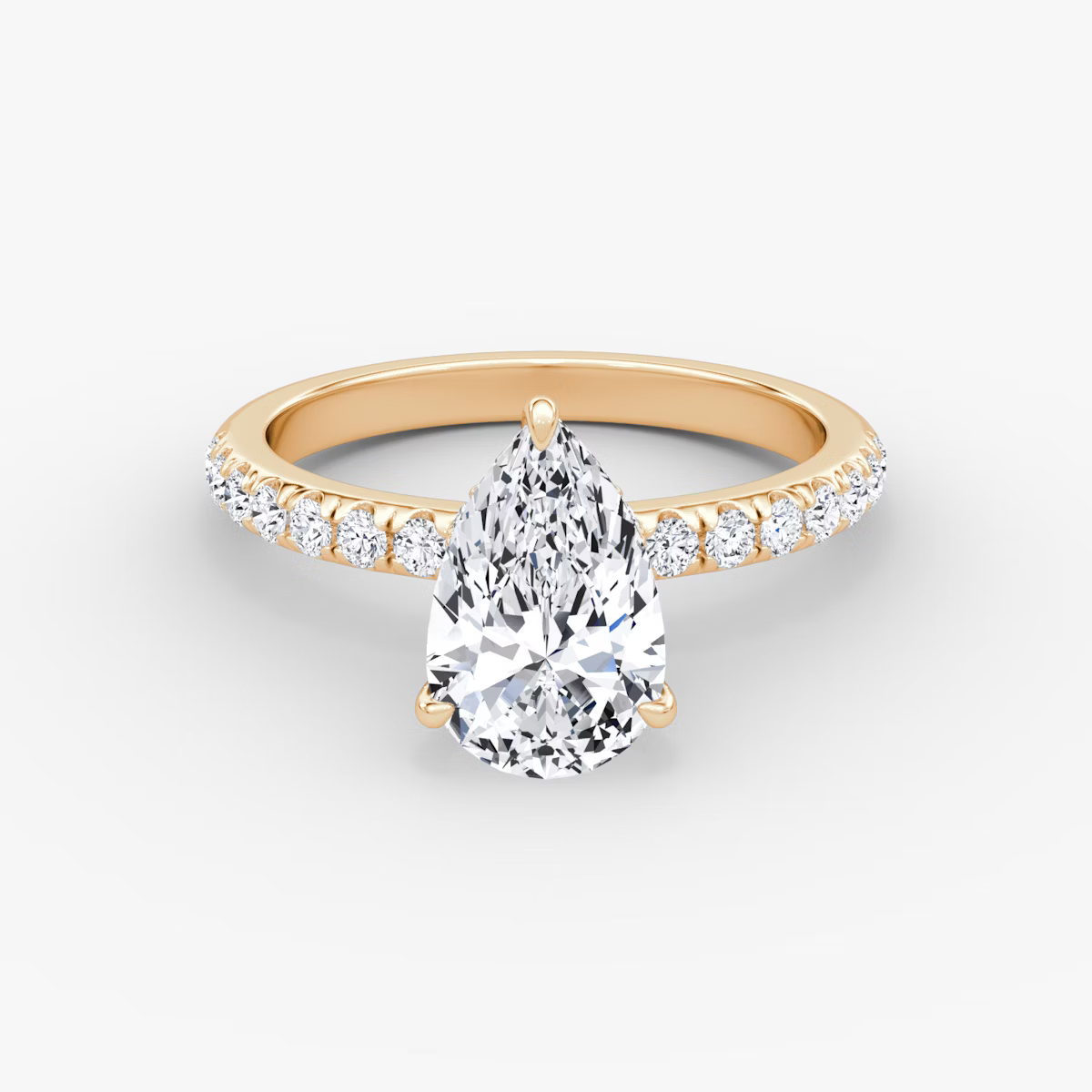 Pear Secret Halo Diamond Ring with Pavé Setting