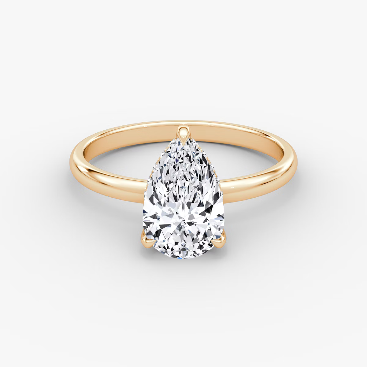 Pear Hidden Halo Diamond Ring