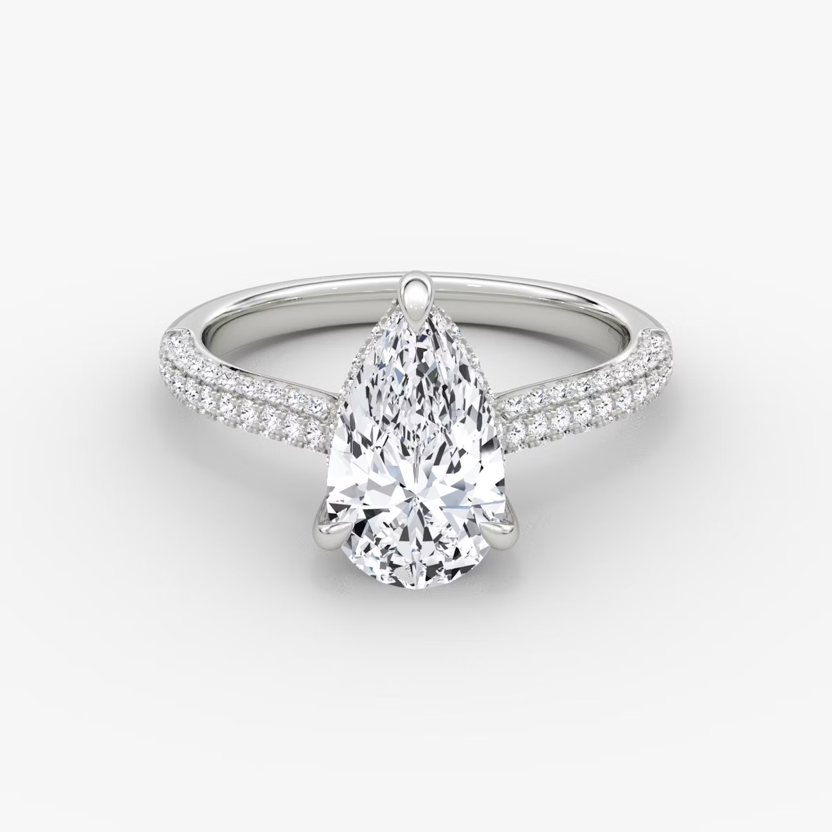 The Luxe Hidden Halo Pavé Pear Diamond Ring