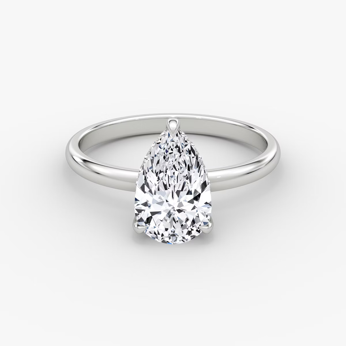 Pear Hidden Halo Diamond Ring