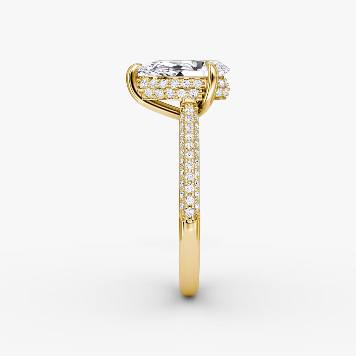 The Luxe Hidden Halo Pavé Pear Diamond Ring