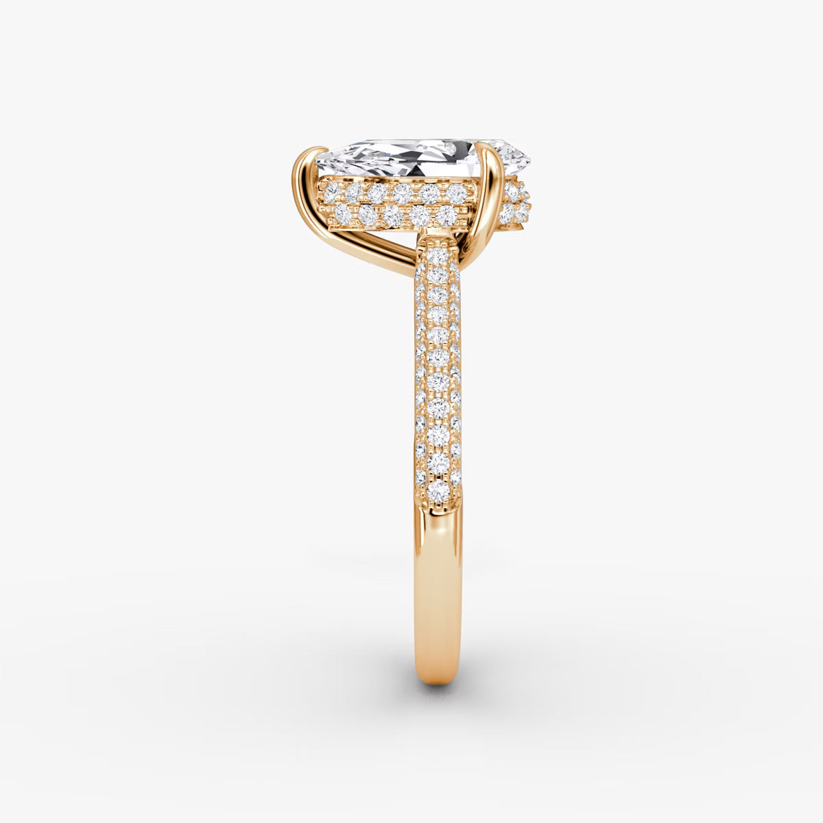 The Luxe Hidden Halo Pavé Pear Diamond Ring