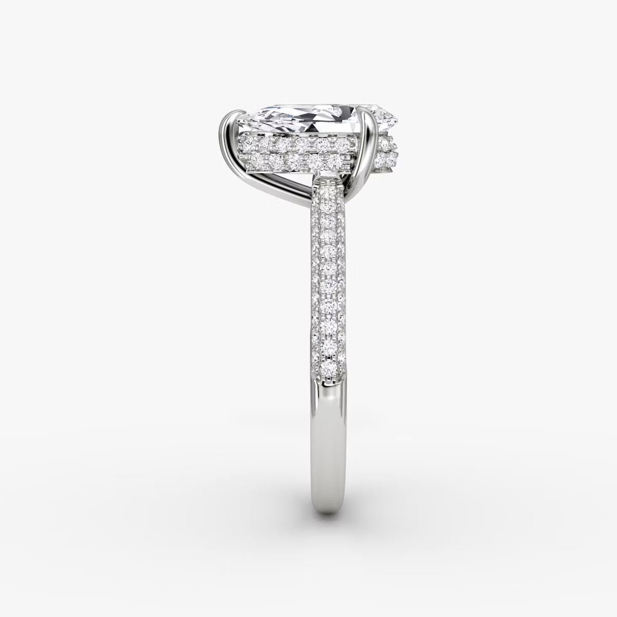The Luxe Hidden Halo Pavé Pear Diamond Ring