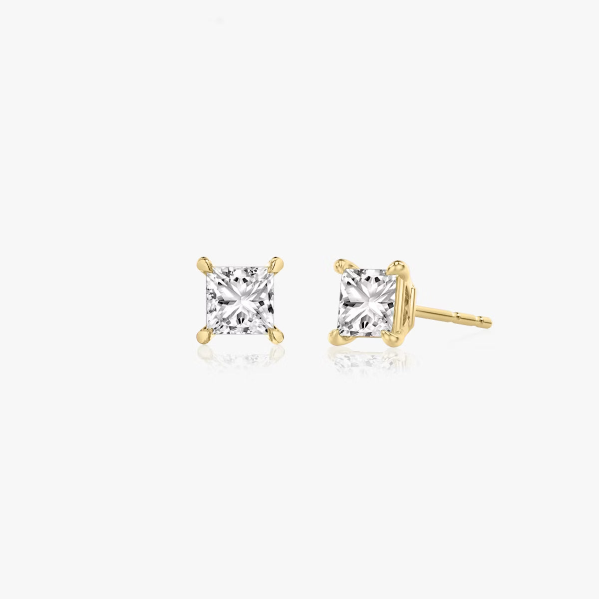 Lab Diamond Princess Solitaire Stud Earrings