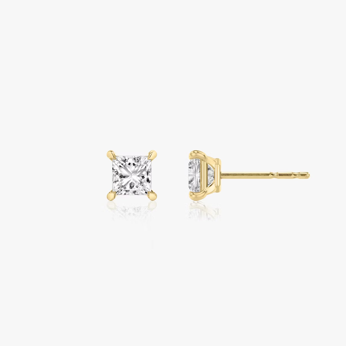 Lab Diamond Princess Solitaire Stud Earrings