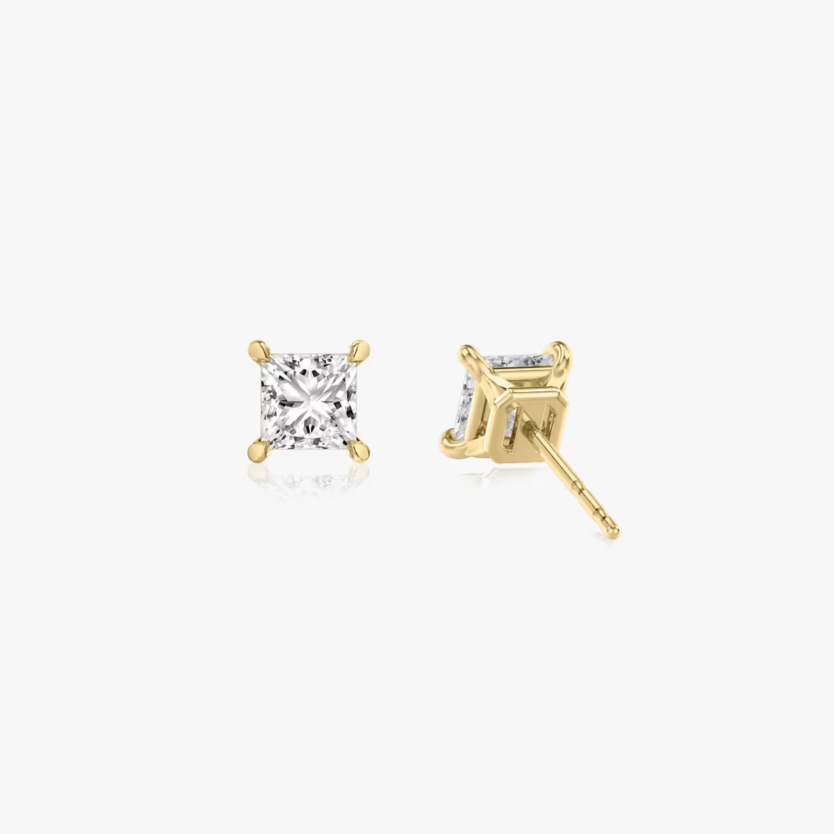 Lab Diamond Princess Solitaire Stud Earrings