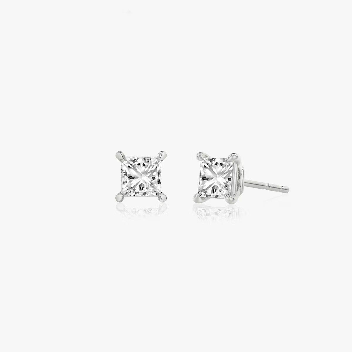 Lab Diamond Princess Solitaire Stud Earrings