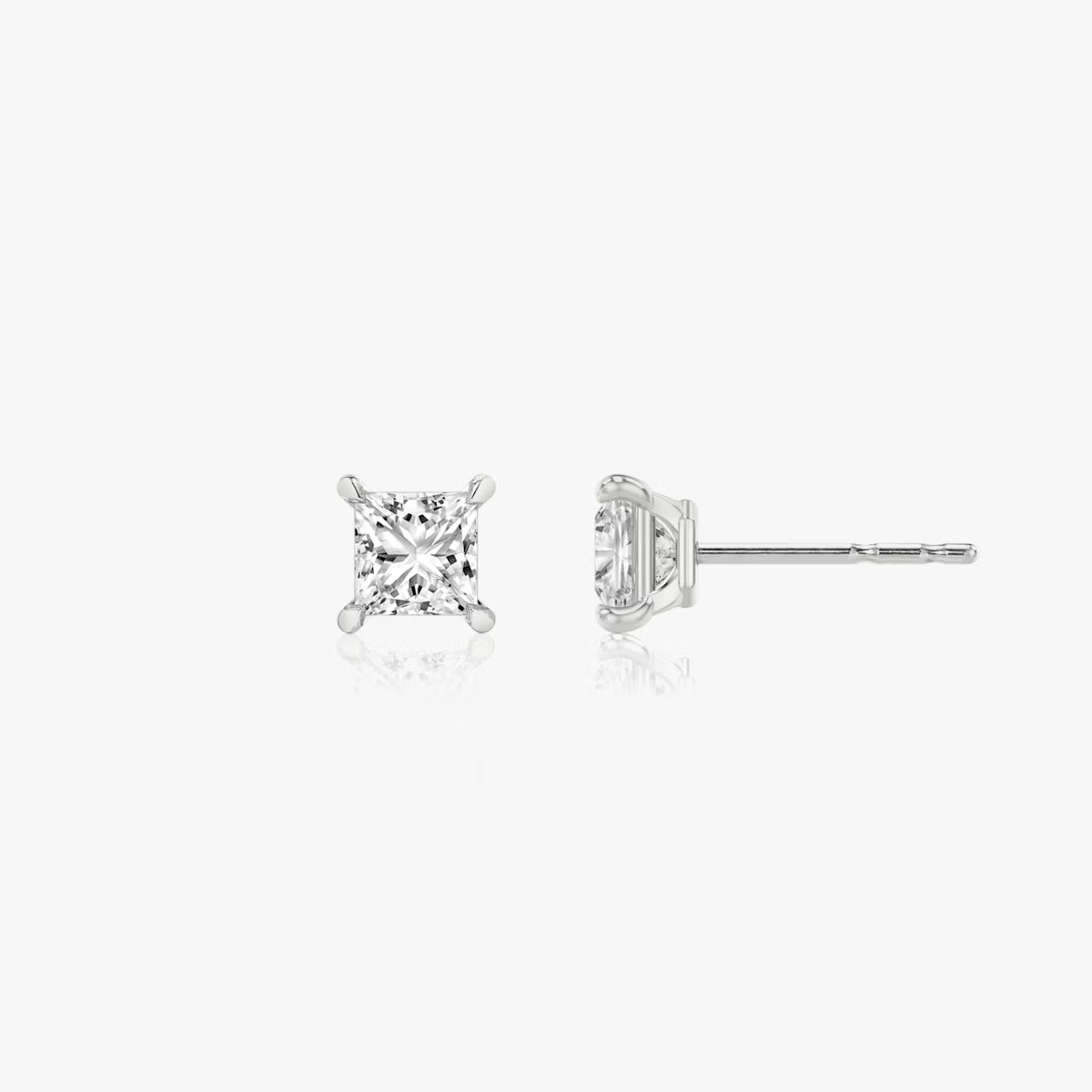 Lab Diamond Princess Solitaire Stud Earrings