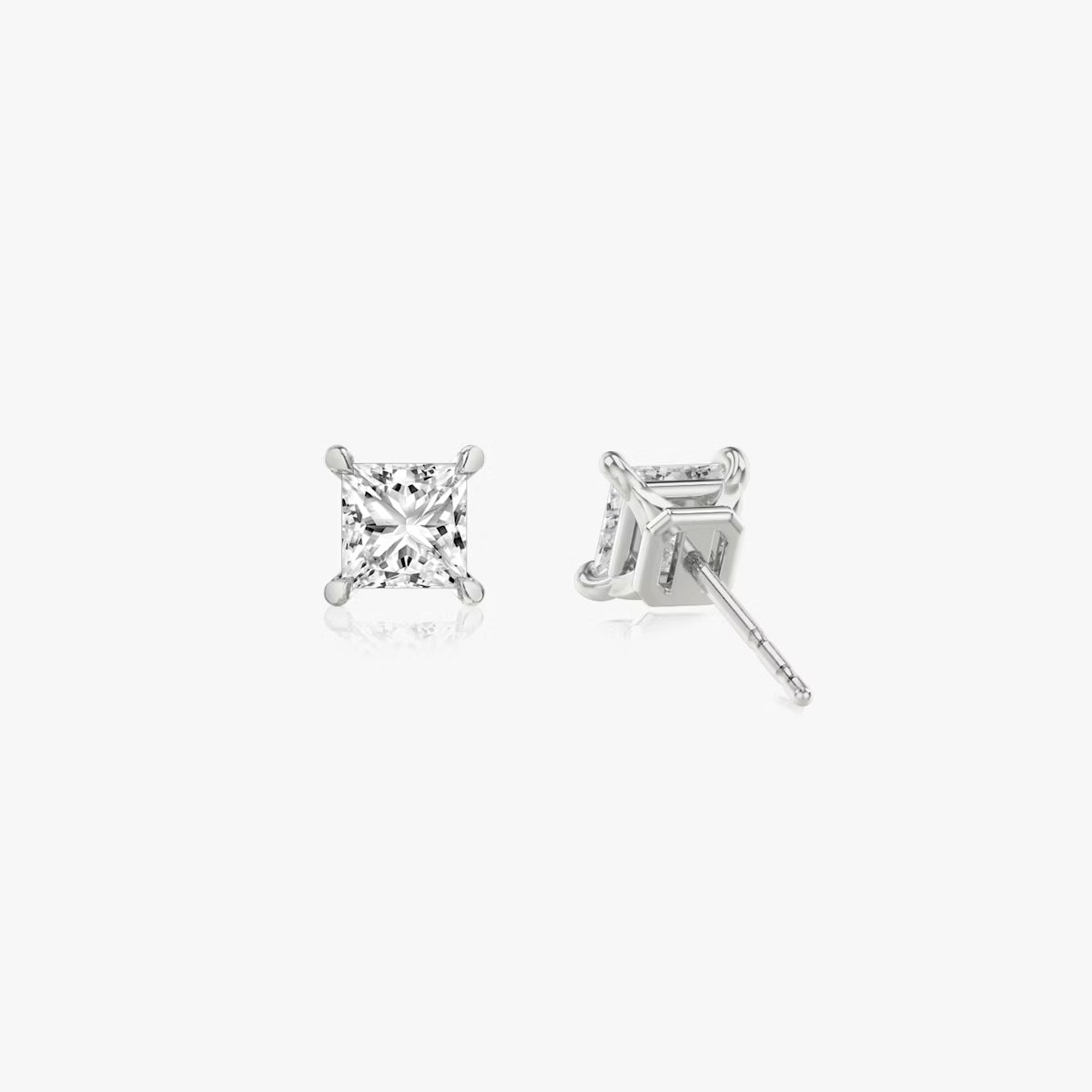 Lab Diamond Princess Solitaire Stud Earrings