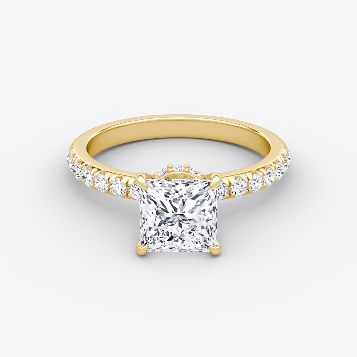Princess Secret Halo Diamond Ring with Pavé Setting