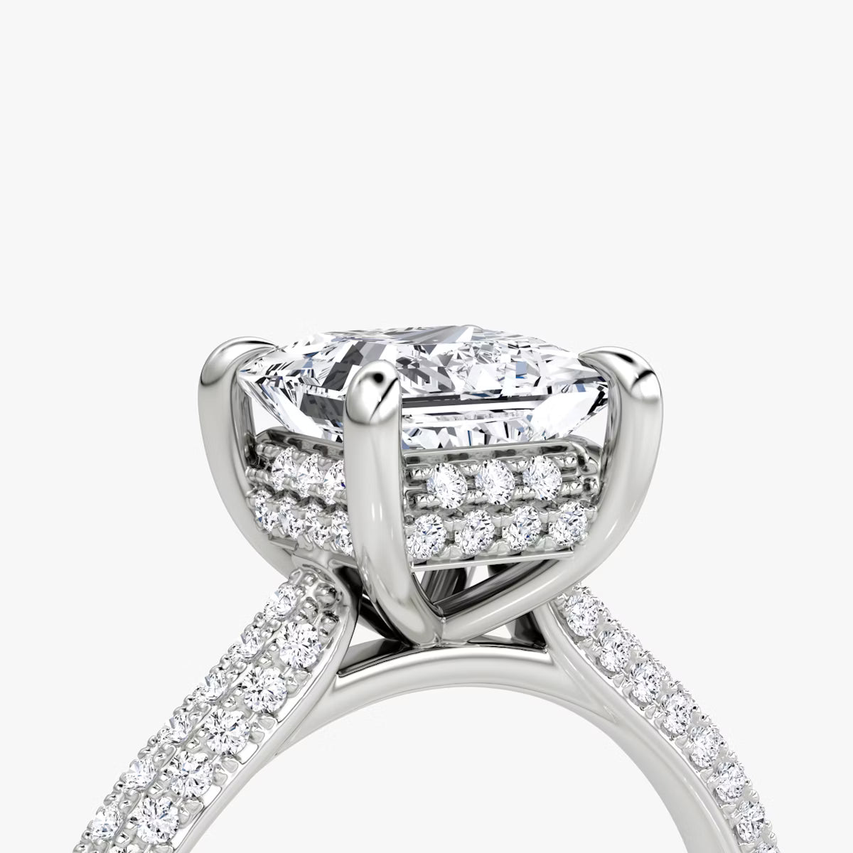 The Luxe Hidden Halo Pavé Princess Diamond Ring