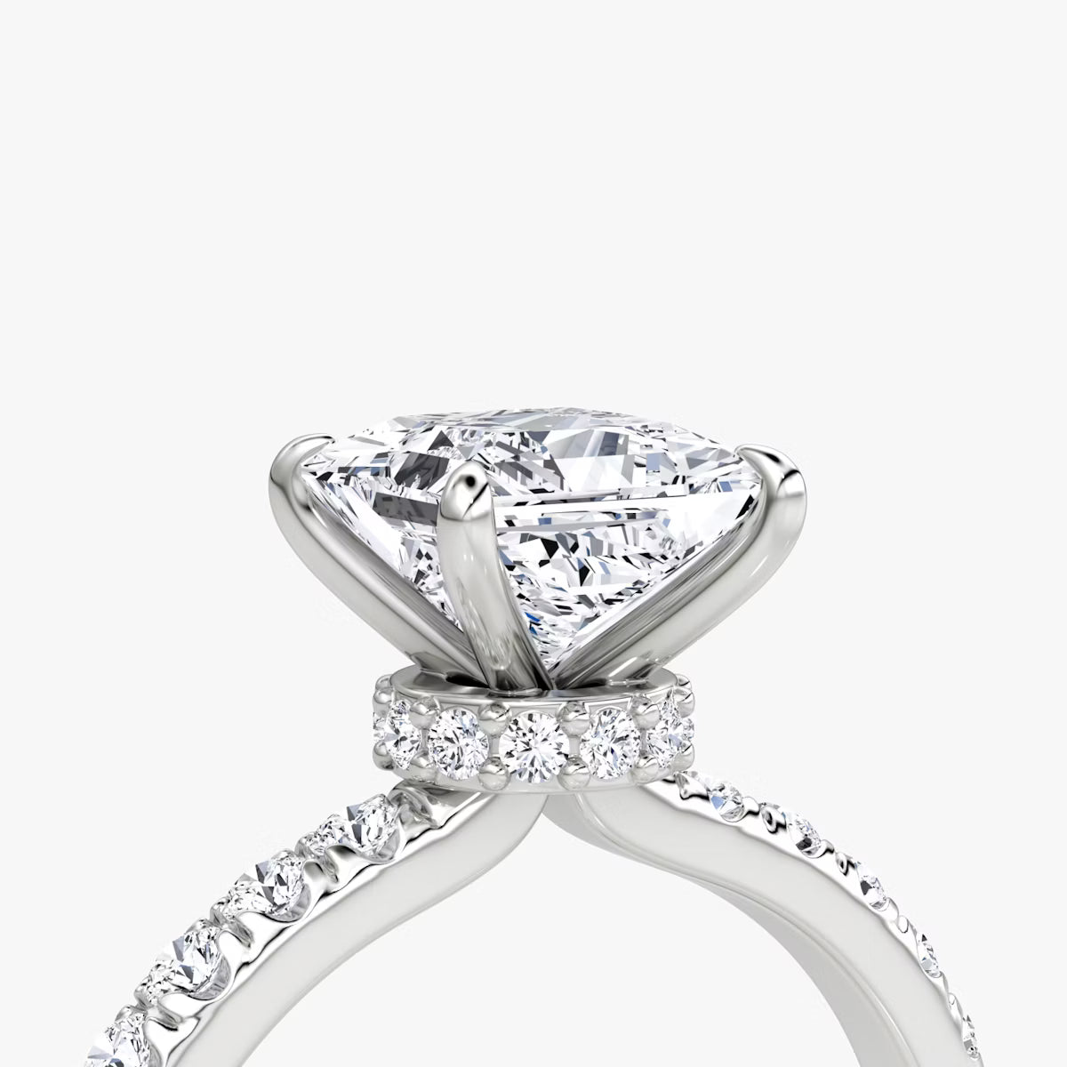 Princess Secret Halo Diamond Ring with Pavé Setting