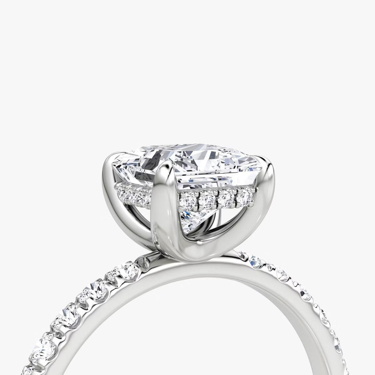 Princess Hidden Halo Diamond Ring with Pavé Setting