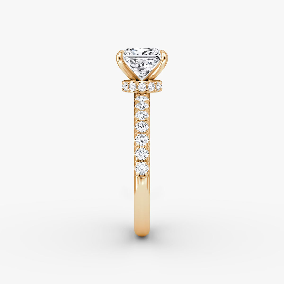 Princess Secret Halo Diamond Ring with Pavé Setting
