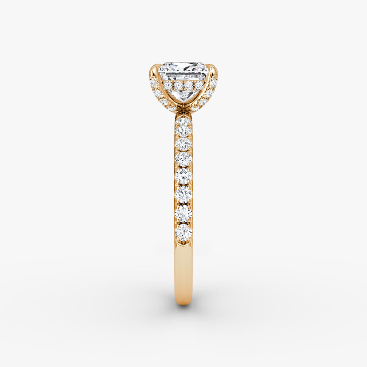 Princess Hidden Halo Diamond Ring with Pavé Setting and Prong-Set Accents