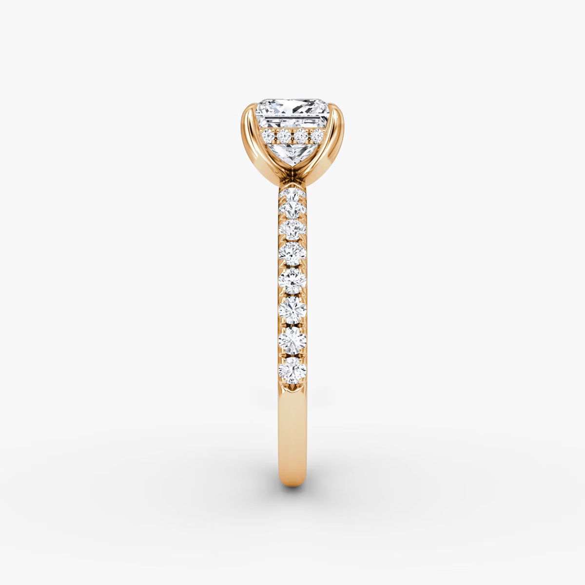 Princess Hidden Halo Diamond Ring with Pavé Setting