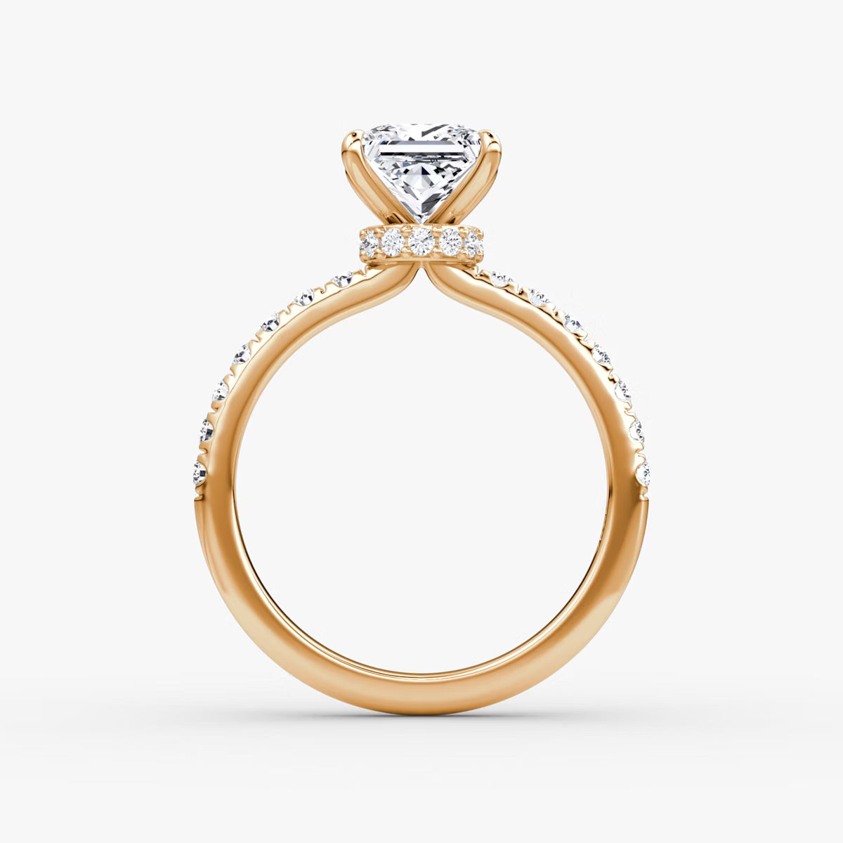 Princess Secret Halo Diamond Ring with Pavé Setting