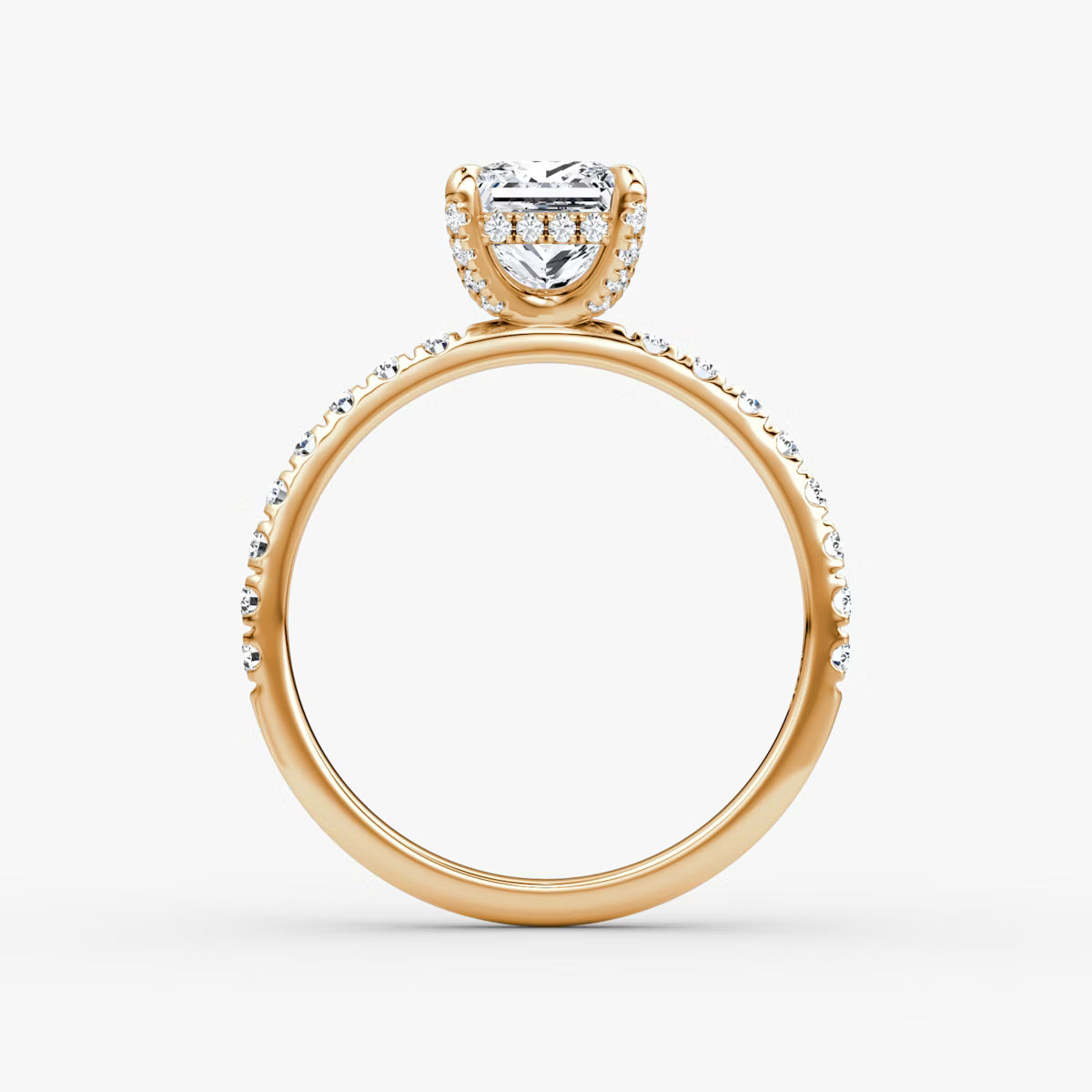Princess Hidden Halo Diamond Ring with Pavé Setting and Prong-Set Accents