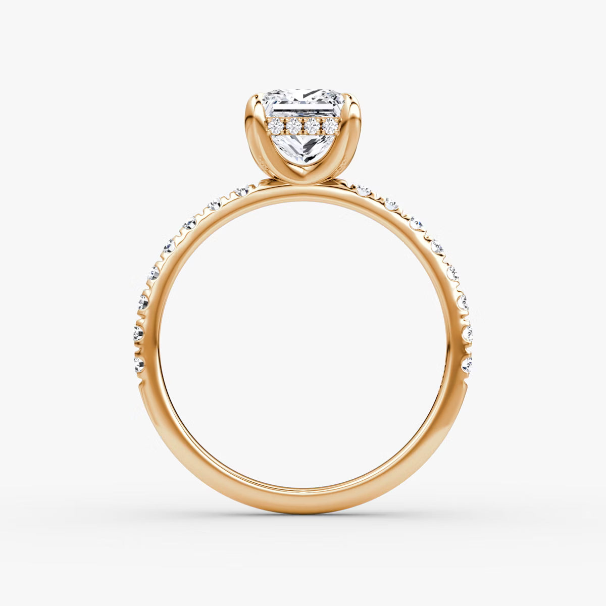 Princess Hidden Halo Diamond Ring with Pavé Setting