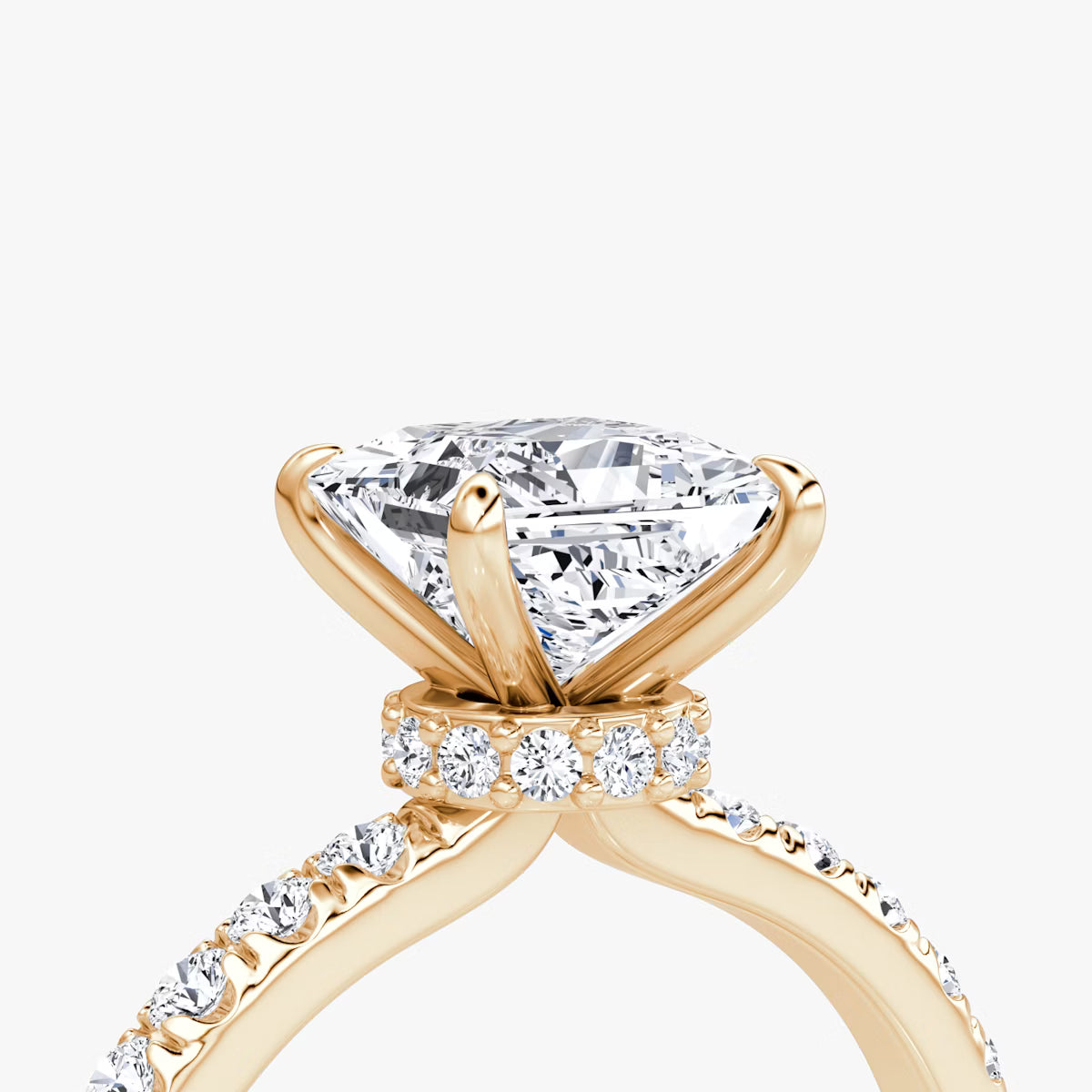 Princess Secret Halo Diamond Ring with Pavé Setting