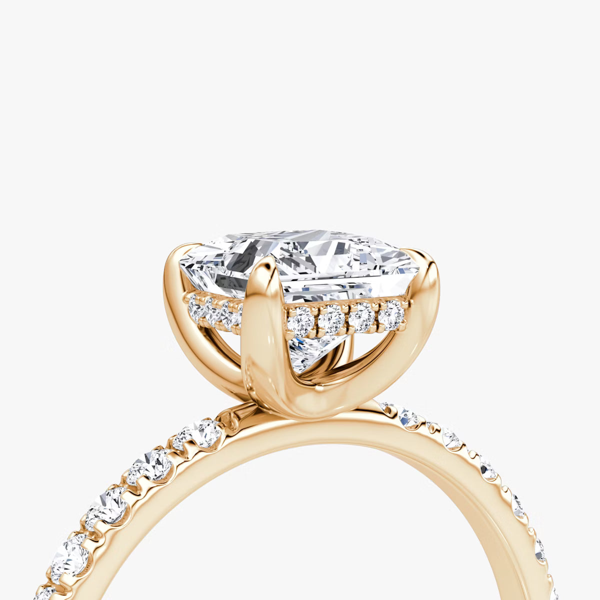 Princess Hidden Halo Diamond Ring with Pavé Setting