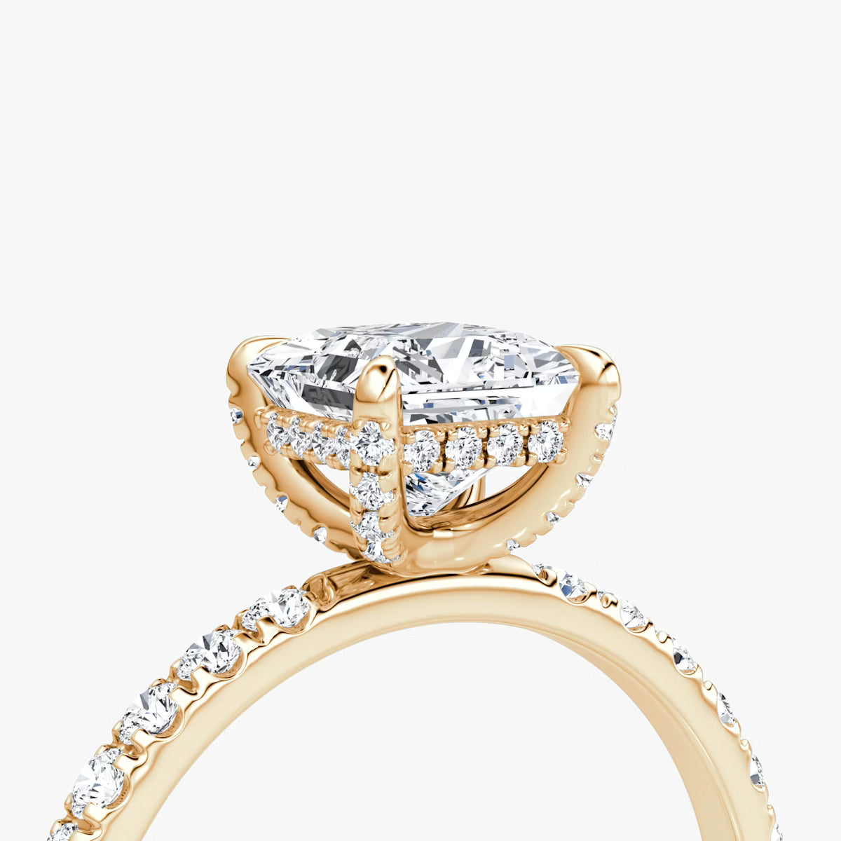 Princess Hidden Halo Diamond Ring with Pavé Setting and Prong-Set Accents