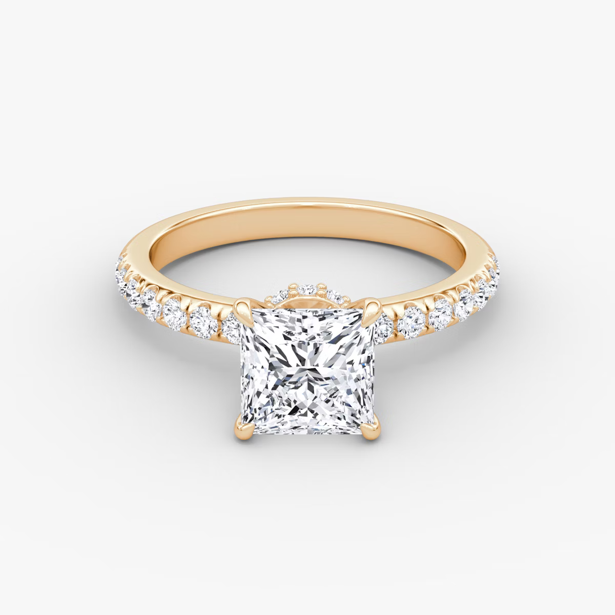 Princess Hidden Halo Diamond Ring with Pavé Setting