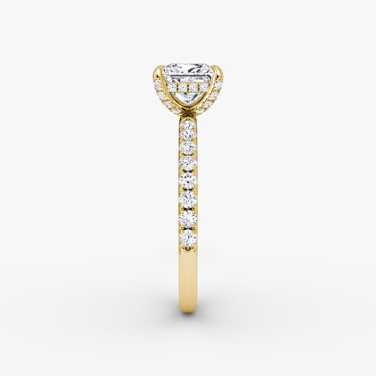 Princess Hidden Halo Diamond Ring with Pavé Setting and Prong-Set Accents