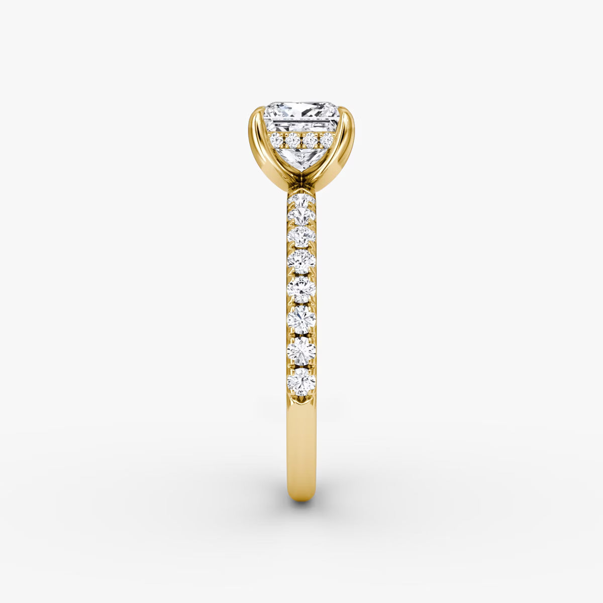 Princess Hidden Halo Diamond Ring with Pavé Setting