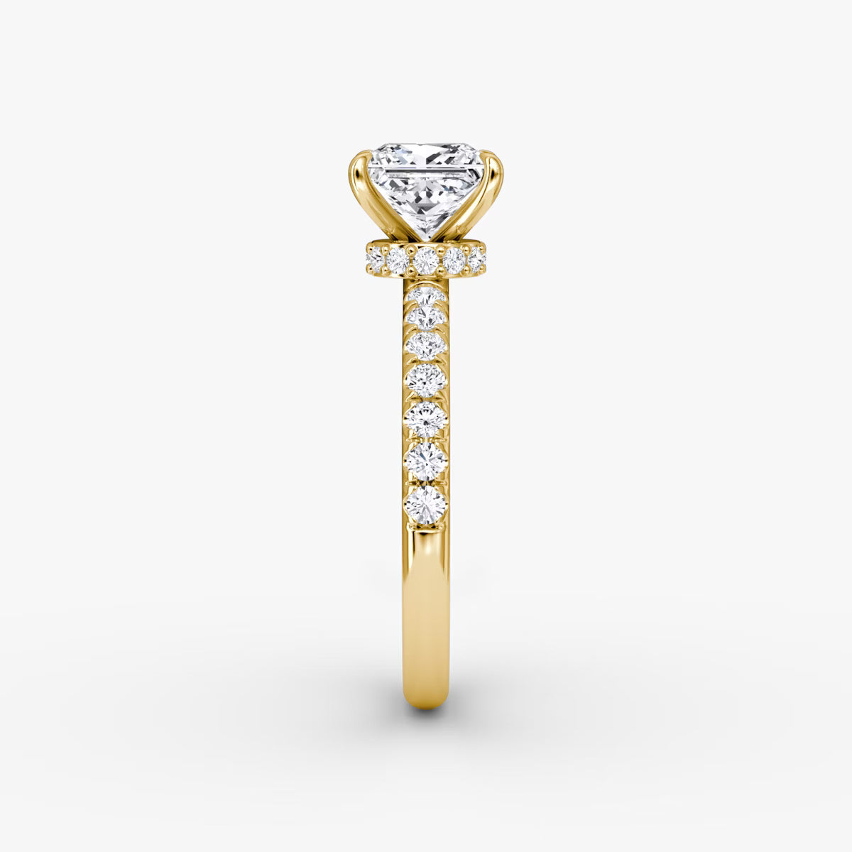 Princess Secret Halo Diamond Ring with Pavé Setting