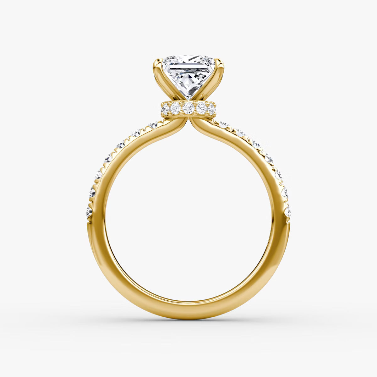 Princess Secret Halo Diamond Ring with Pavé Setting