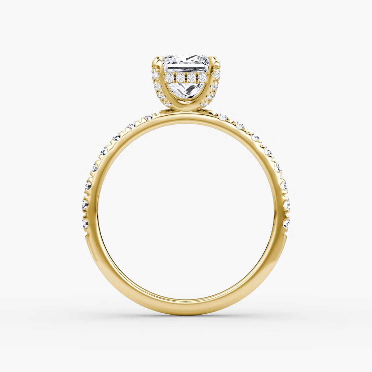 Princess Hidden Halo Diamond Ring with Pavé Setting and Prong-Set Accents