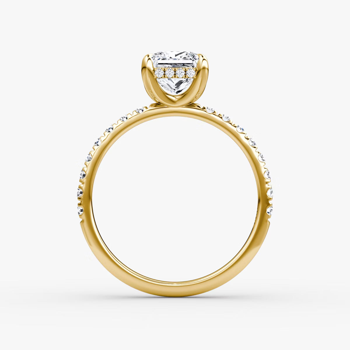 Princess Hidden Halo Diamond Ring with Pavé Setting