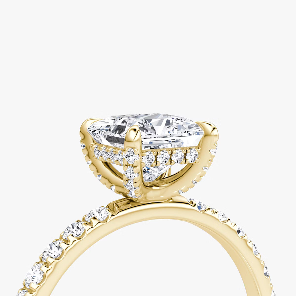 Princess Hidden Halo Diamond Ring with Pavé Setting and Prong-Set Accents