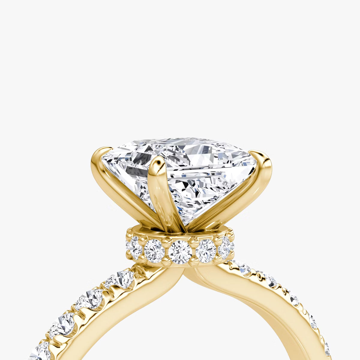 Princess Secret Halo Diamond Ring with Pavé Setting
