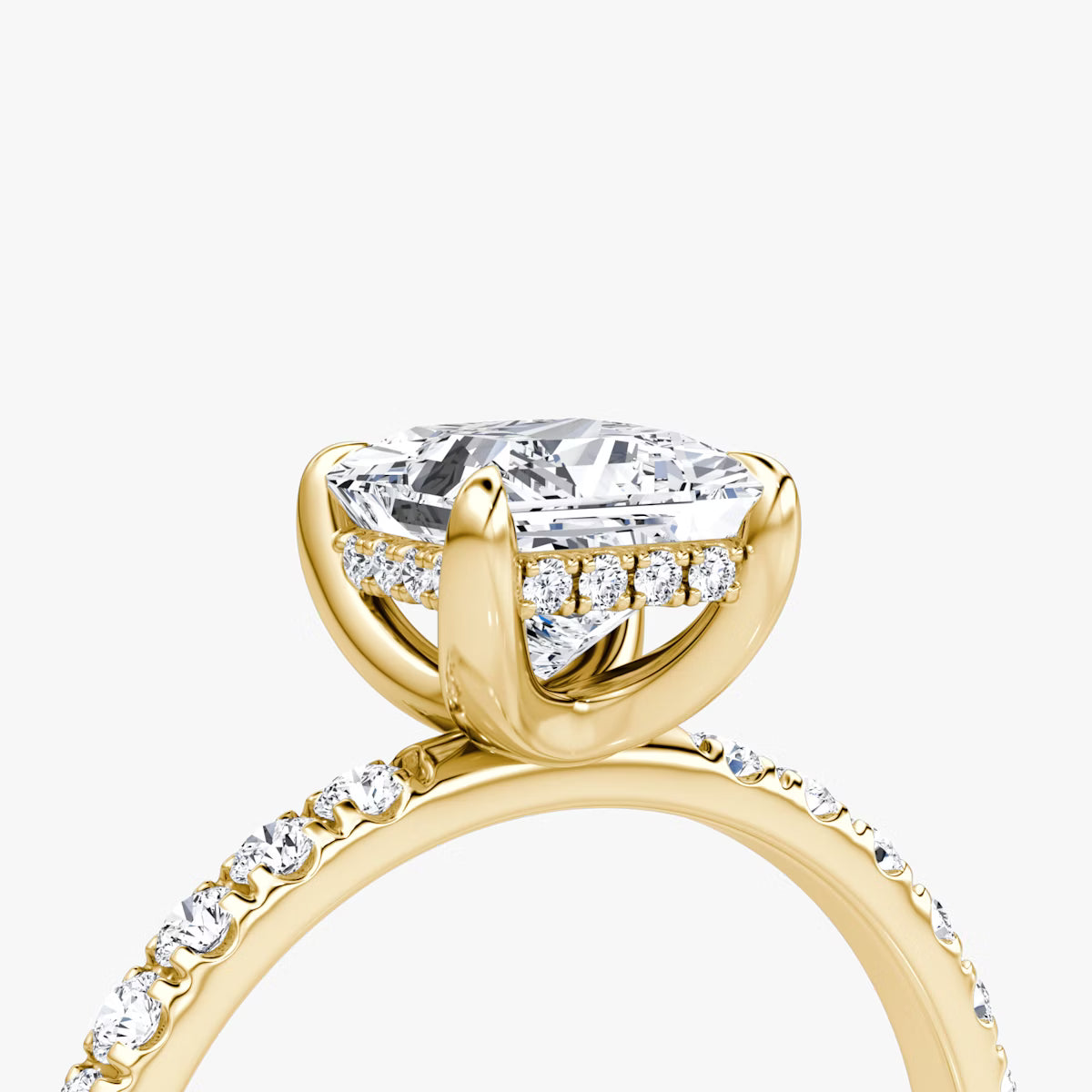 Princess Hidden Halo Diamond Ring with Pavé Setting