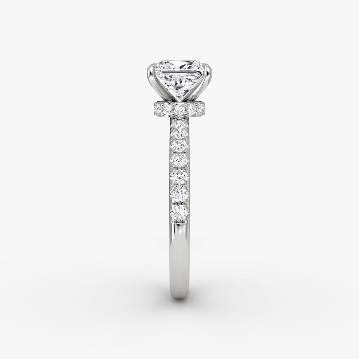 Princess Secret Halo Diamond Ring with Pavé Setting