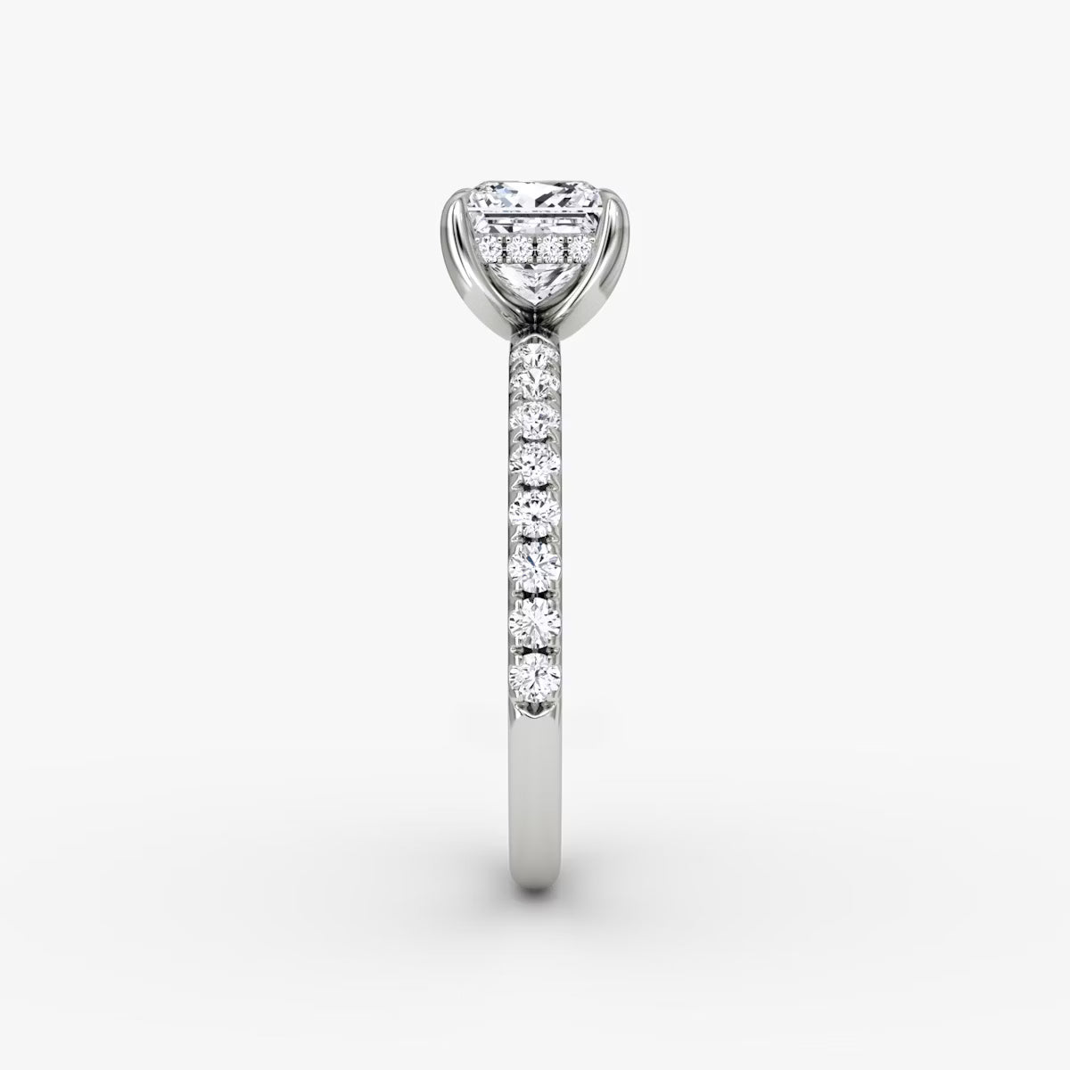 Princess Hidden Halo Diamond Ring with Pavé Setting
