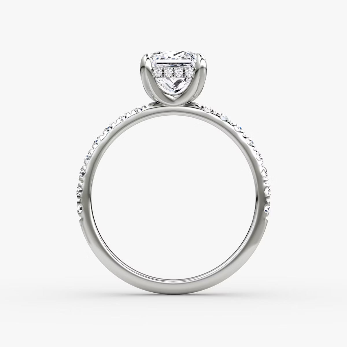 Princess Hidden Halo Diamond Ring with Pavé Setting