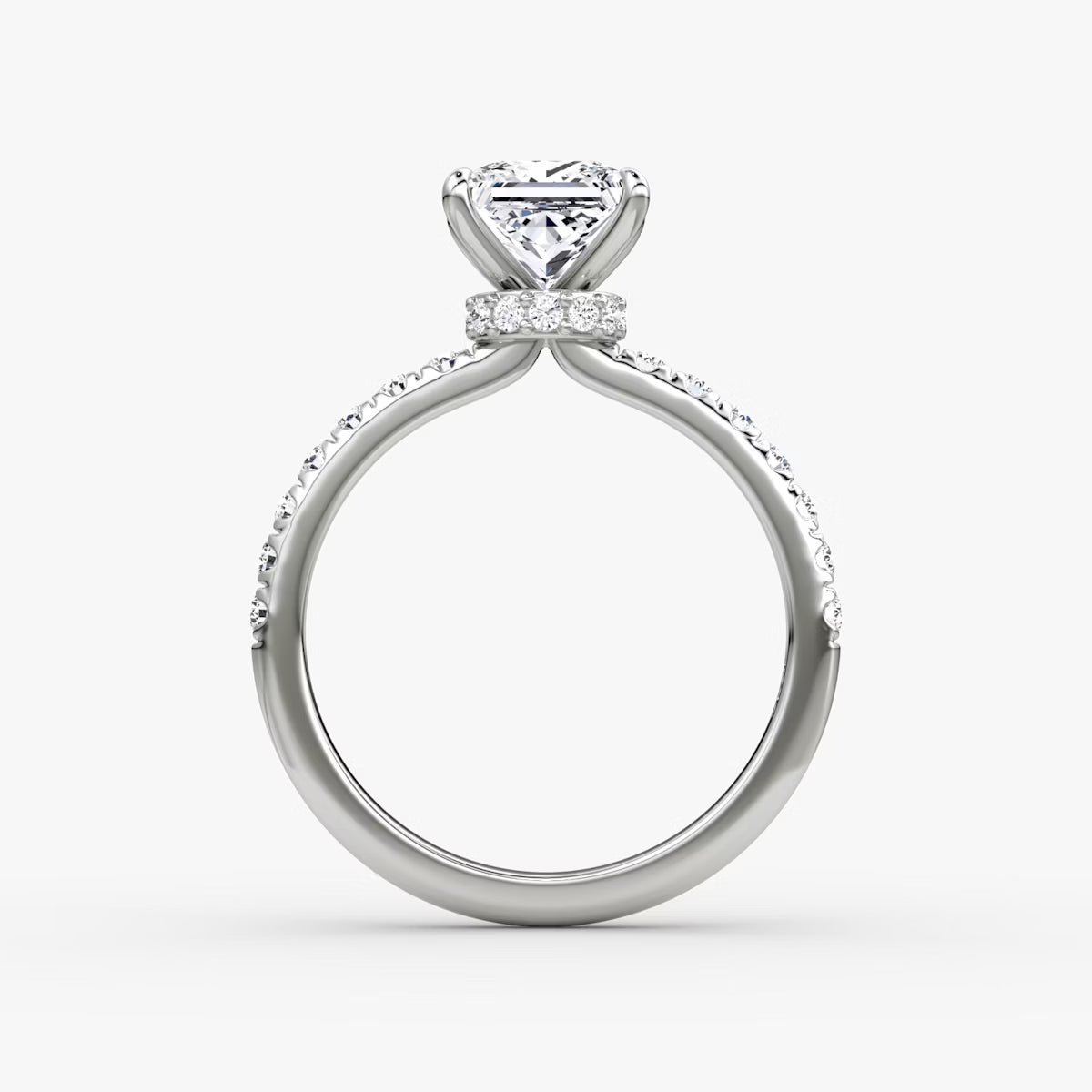 Princess Secret Halo Diamond Ring with Pavé Setting